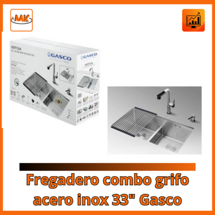 Fregadero combo grifo acero inox 33″ Gasco