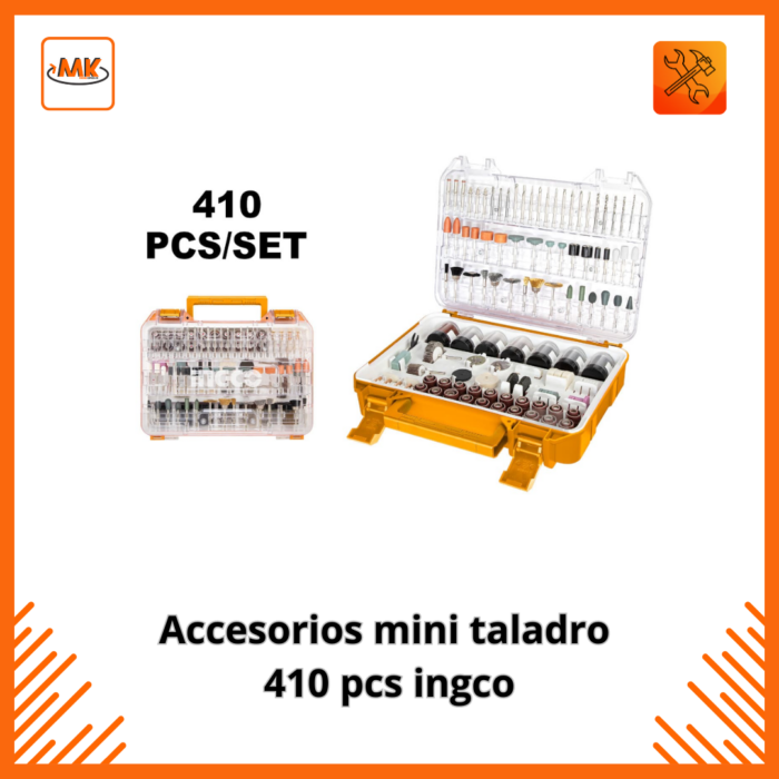Accesorios mini taladro 410 pcs ingco - Imagen 1